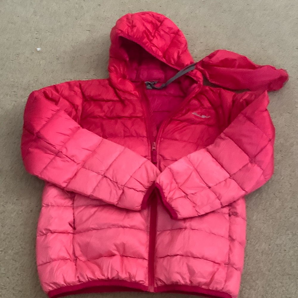 never worn Eddie Bauer pink ombré packable puffer